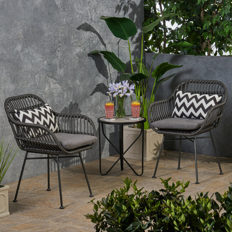 Aaronn Metal Outdoor Lounge Chair, Dark Gray/Gray