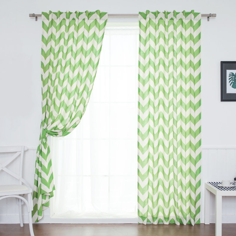 Paire de rideaux transparents avec passe-tringle Dunlap, Vert, l 52 po x L 96 po