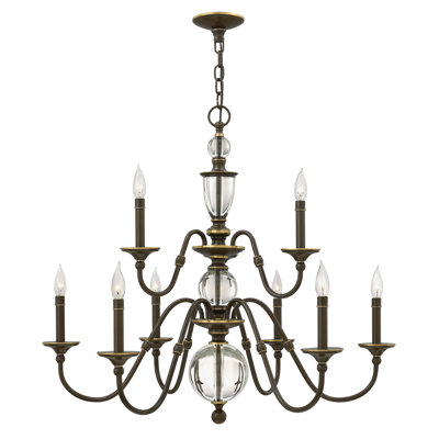 Eleanor Nine-Light Candle Chandelier w/ Crystal Accents