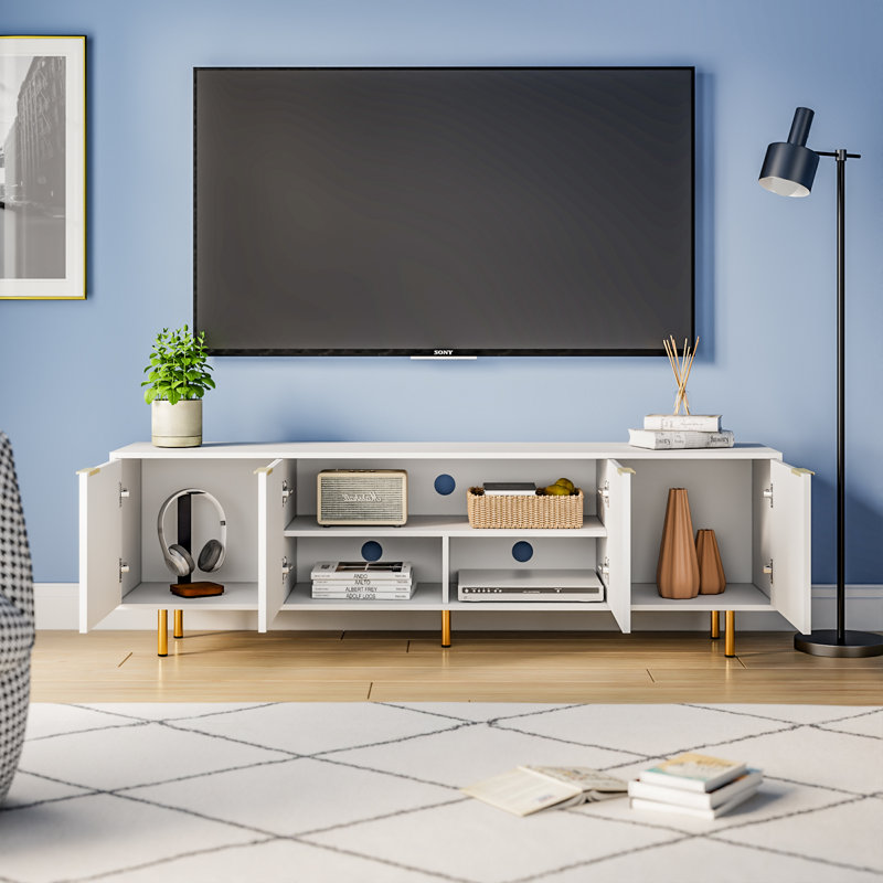 Fluted TV Stand for TVs up to 75", White