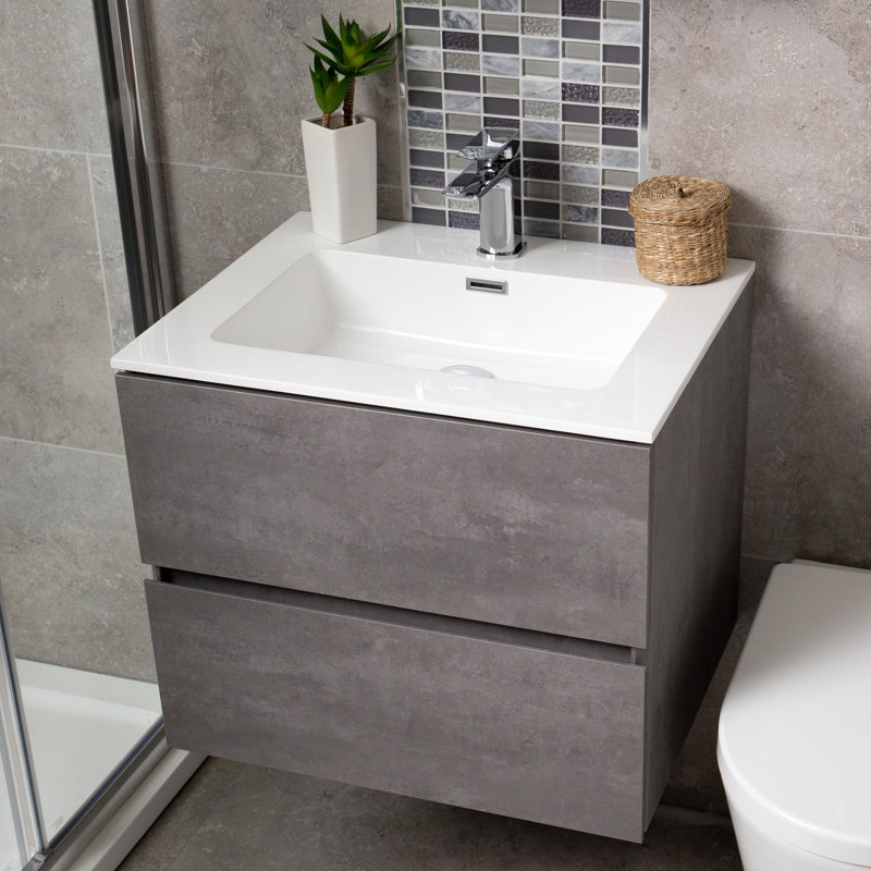 Gaze 600mm Single Bathroom Vanity with Integrated Polyglomerate Basin, White