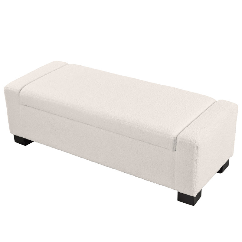 Repose-pieds avec rangement Jamih, Beige Boucle