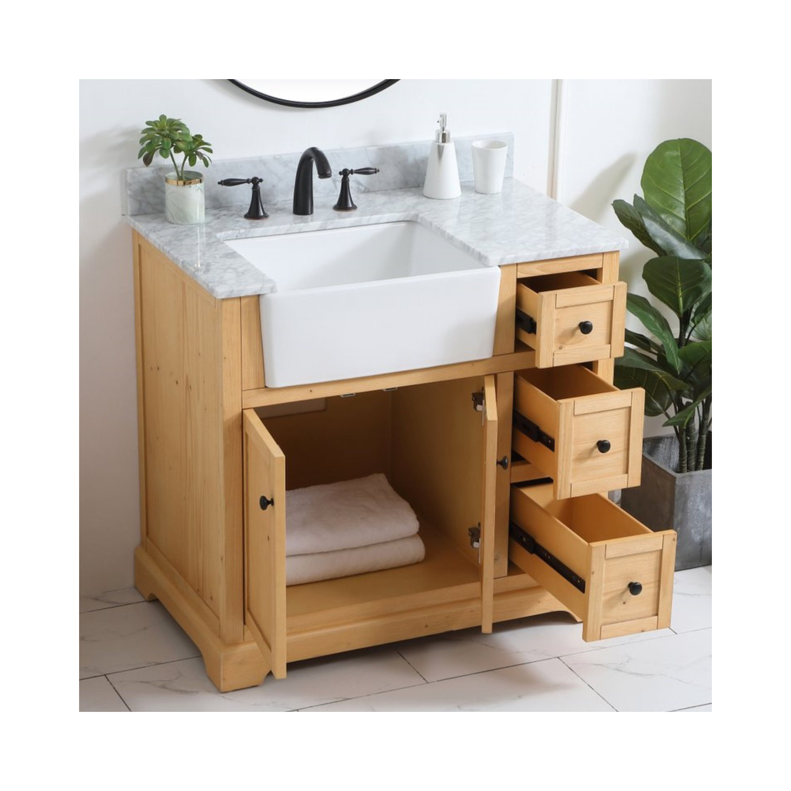 Pardue 36'' Single Bathroom Vanity, Natural Wood