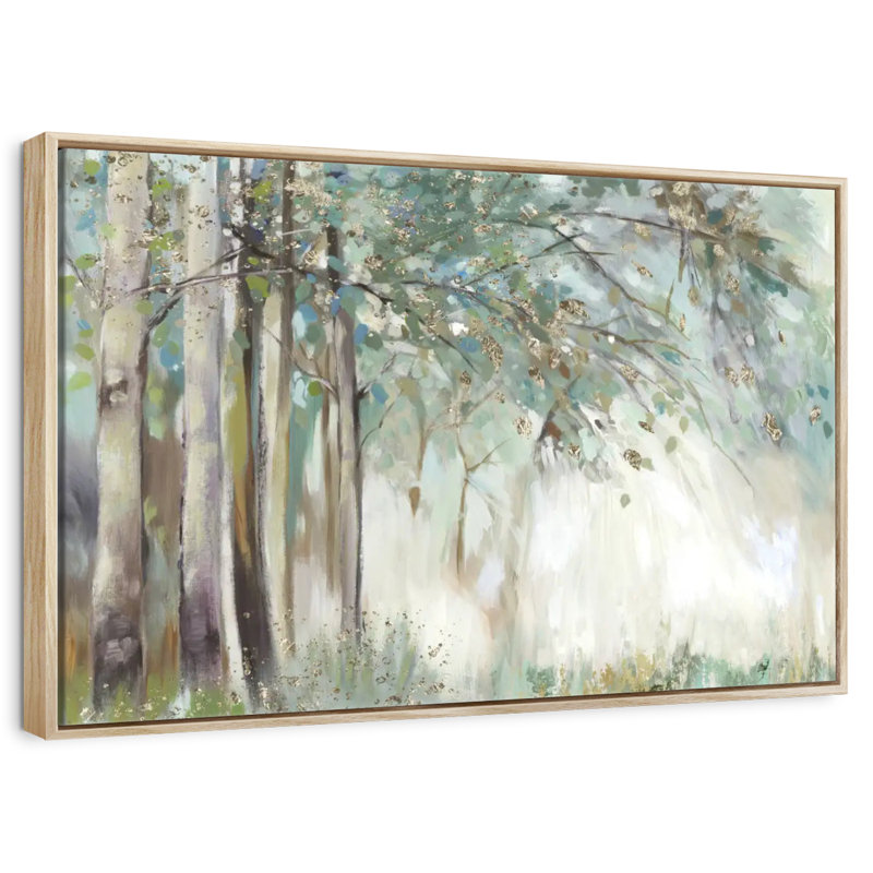 Feuilles d'argent, Cadre flottant en bois naturel, 31 po x 21 po