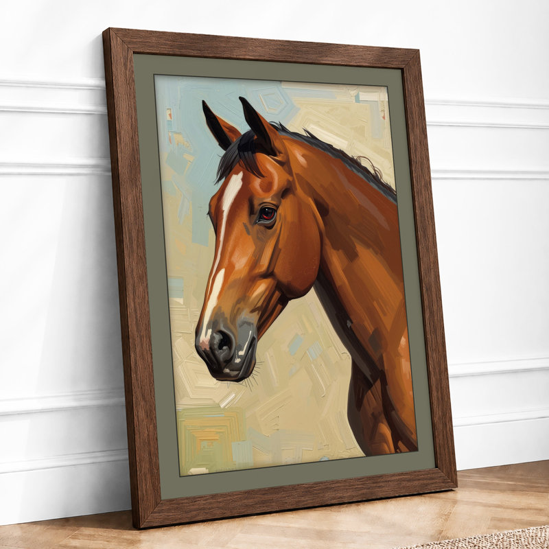 Equine Portrait Modern - Framed Print, Walnut, A3 - 42.0 x 29.7 cm