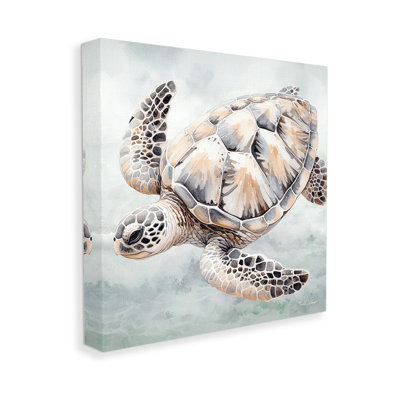 Art mural détaillé sur toile de tortue de mer par Nicole Decamp