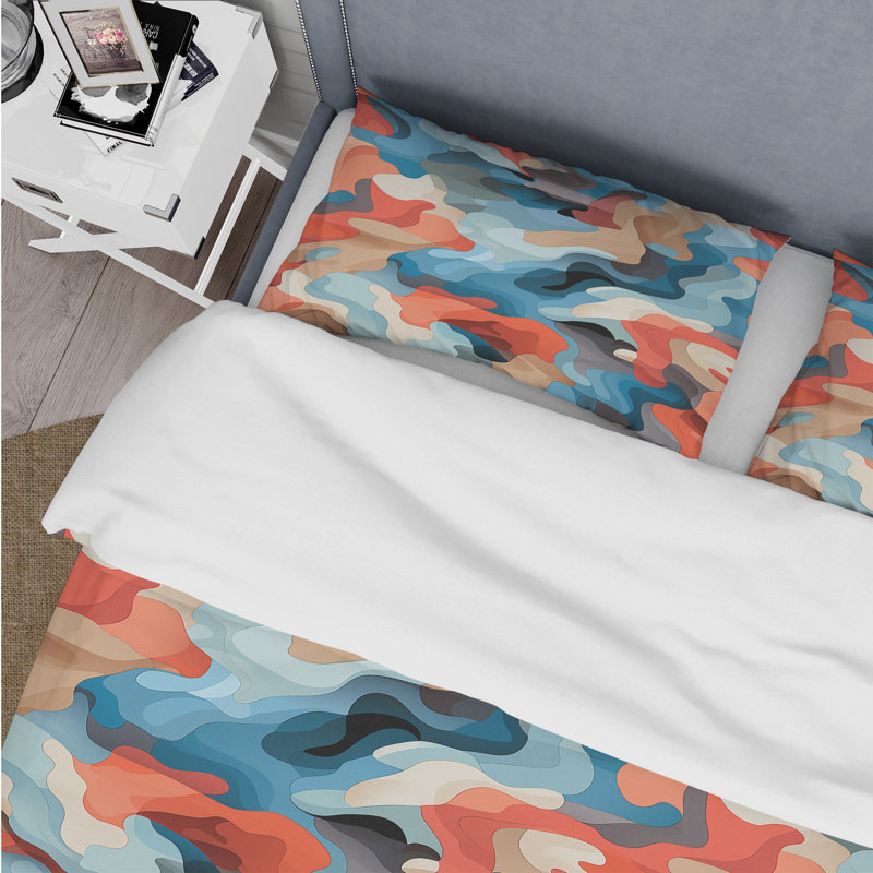 Ensemble de housse de couette bleu et rose Nomad Camo Elegance I - Camouflage