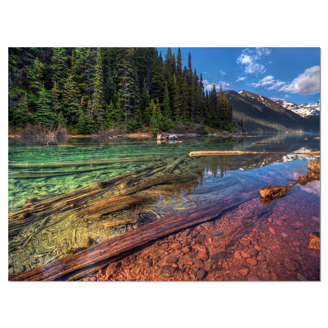 Beautiful View of Mountain Lake - Wrapped Canvas Photograph Print Design Art 