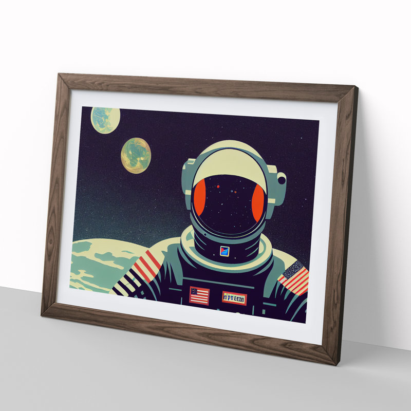 Solo Astronaut - Framed Print, 46cm H x 64cm W x 2cm D, Walnut