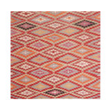 Vintage Tribal Kilim Rug In Red, Orange And Blue Geometric Patterns