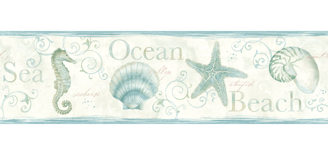 Dossantos Island Bay Seashells 15' L x 6" W 3D Embossed Wallpaper Border Highland Dunes 