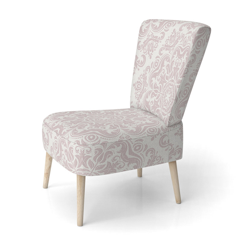 Chaise d'appoint rembourrée à motif crème Damask