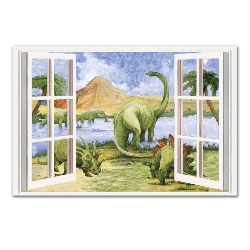 Art sur toile pour fenêtre dinosaure Mccasland, H 32 po x l 48 po x P 1,25 po