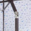 Parasol d'extérieur à frange bohémienne de 9 pi avec manivelle et inclinaison Collins, auvent bleu / blanc / crème résistant aux rayons UV, mât brun foncé-1412435132-1422570733