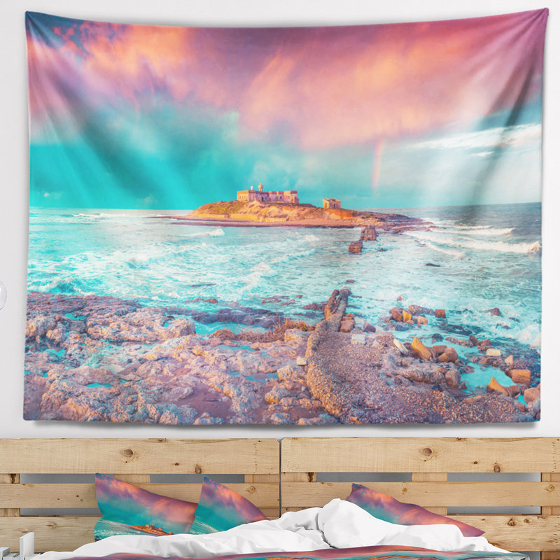 Tapisserie bleu dans les eaux de printemps seascape, H 50 po x l 60 po