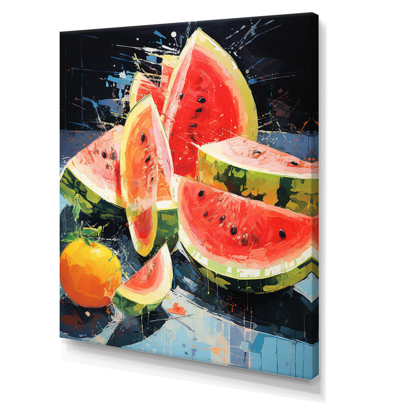 «Red Vibrant Watermelon Palette II», art mural Melon, H 40 po x l 30 po x P 1,5 po