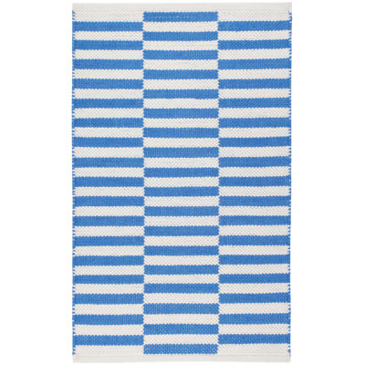 Sailing Stripe French Blue Handwoven Indoor/Outdoor Rug