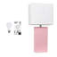 Lampe de table en cuir 21 po avec abat-jour rectangulaire en lin blanc-105848919-105865449-81096608