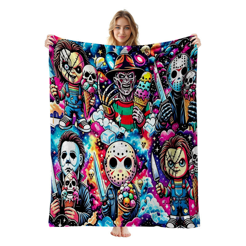 Jeté en flanelle JYK Halloween, Horror Characters Pattern