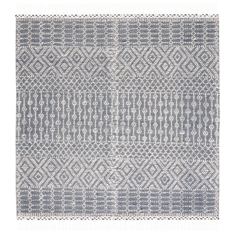 Aldeline Southwestren Handmade Flatweave Wool Ivory/Navy Area Rug