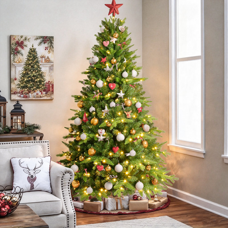 Arbre de Noël artificiel vert pré-éclairé, 8'