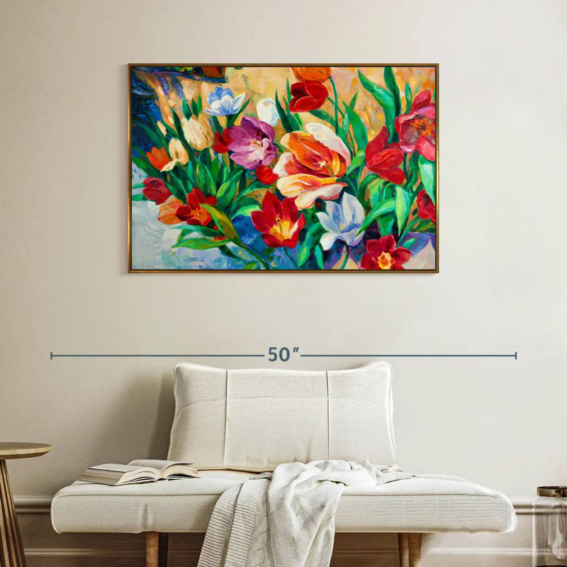 Fleurs séduisantes, Cadre flottant doré, 40 po x 27 po