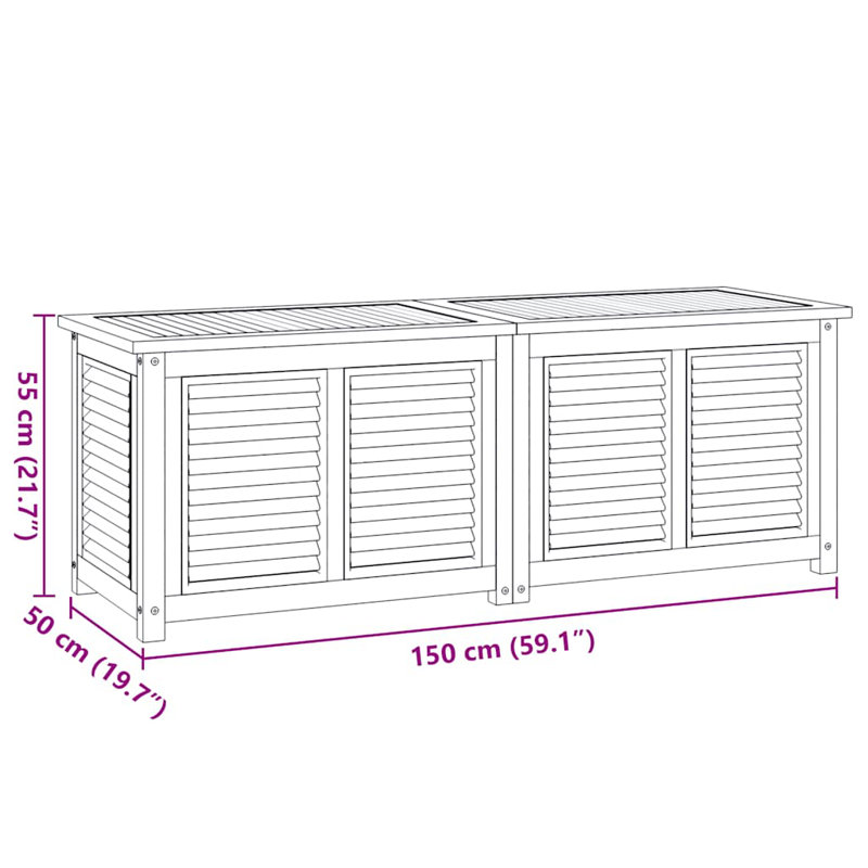 Teak Wood Outdoor Storage Bench with Water-Resistant Finish