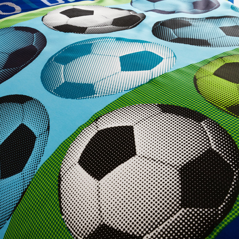 Football Duvet Cover Set with Pillowcases, Double Duvet Cover + 2 Standard Pillowcases, Blue