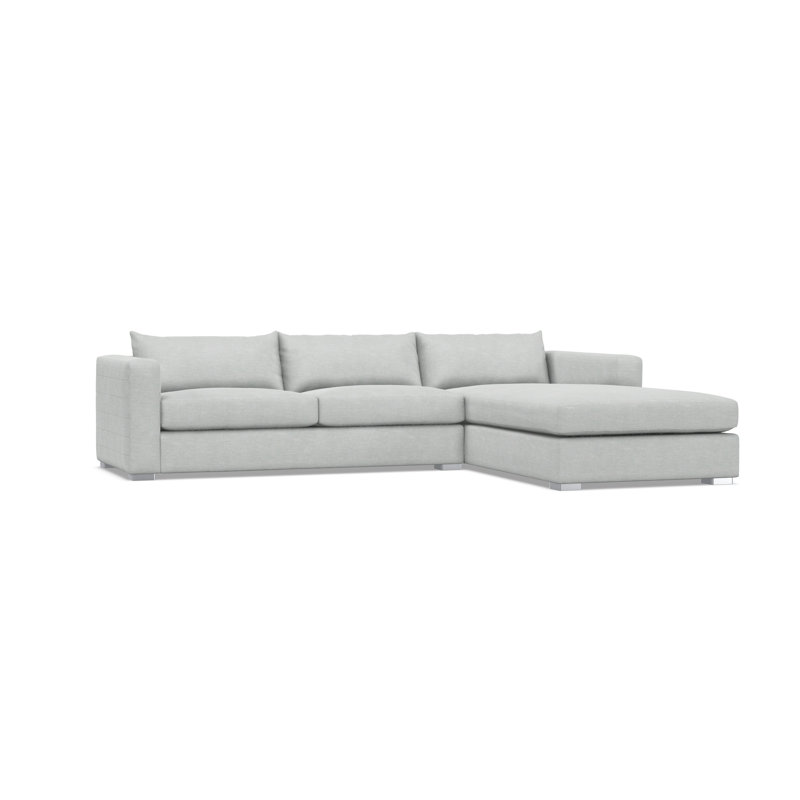 Chaise Sectional, Gray Polyester