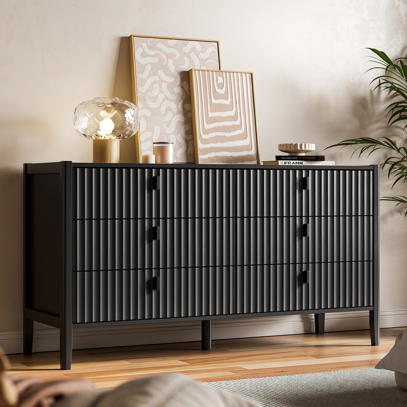 6 - Drawer Dresser, 55.1" W, Black