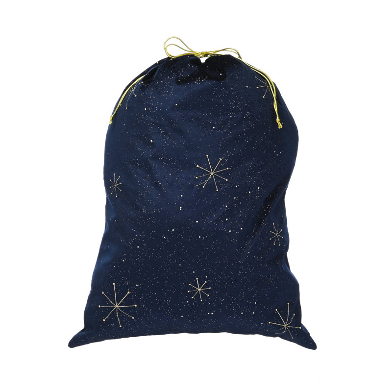 70cm navy fabric sack with gold starburst