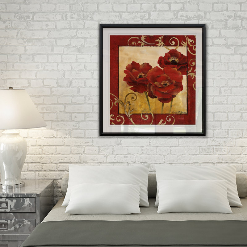 Coquelicots II - reproduction de cadre photo, H 17,5 po x l 17,5 po x P 1,5 po