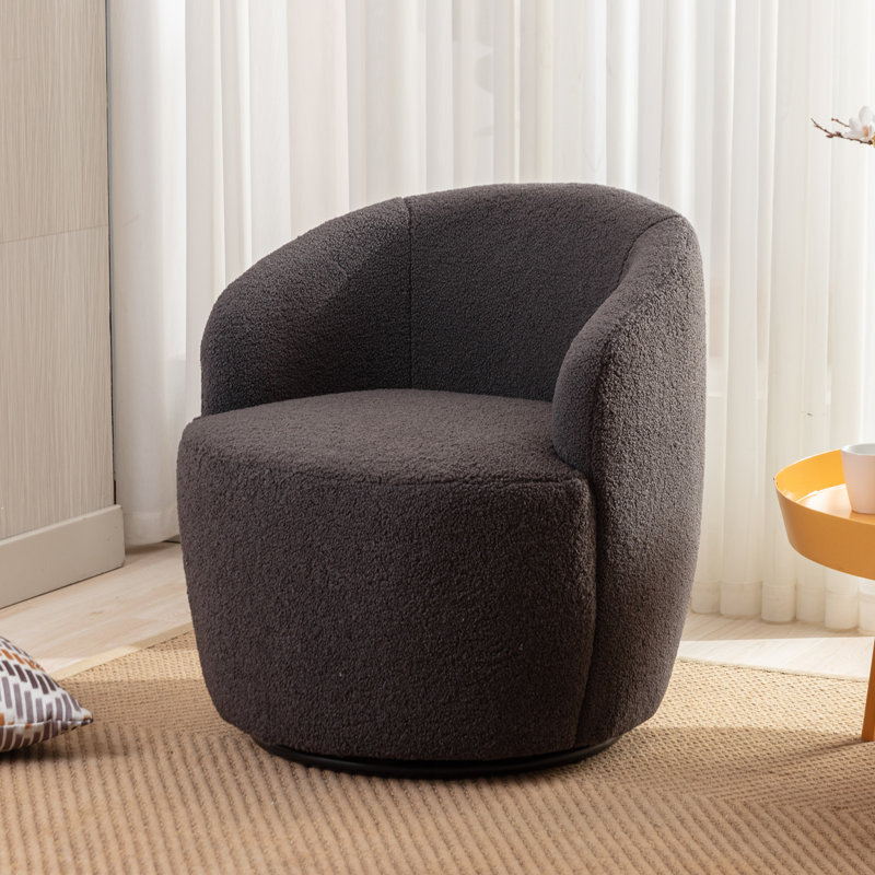 Genece Upholstered Swivel Accent Chair, Dark Gray Wool