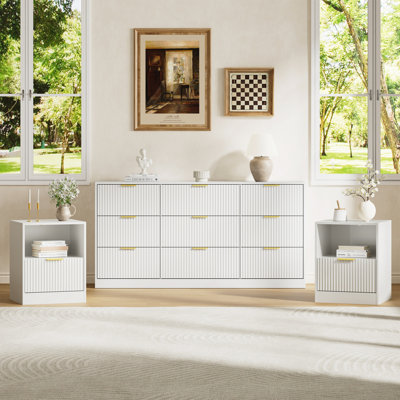 3-Piece 9-Drawer Dresser & 1-Drawer Nightstand Set