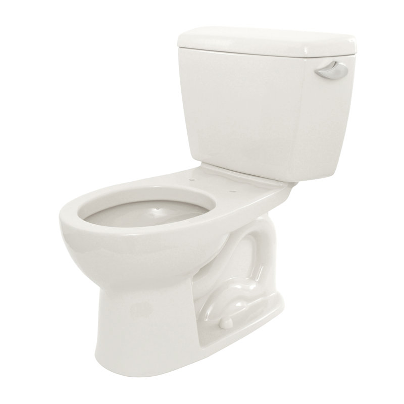 Eco Drake® Round Two-Piece Toilet (Seat Not Included), Cotton, Right-Hand