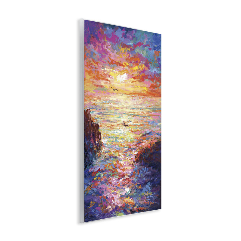 «Vibrant Abstract Ocean Sunset» par Leon Devenice, H 15 po x l 10 po x P 0,5 po