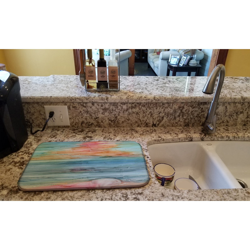 Multicolor Abstract Rainbow Polyester Dish Drying Mat