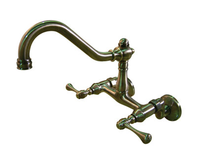 Double Handle Wall Mount Bridge Faucet with Buckingham Lever Handles