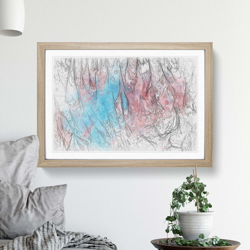 Romance in Abstract - Picture Frame Painting Print, 50cm H x 76cm W x 2cm D, Oak