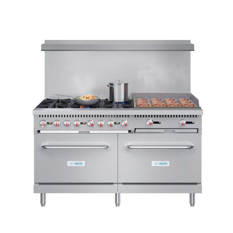 KoolMore 60'' W Double Oven Commercial Gas Range, Liquid Propane
