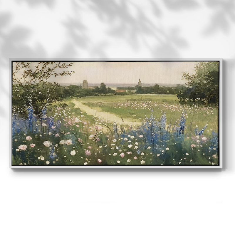 Botanical Series-CCL XXIV- Toile tendue avec châssis tendue, prête à être accrochée, H 21 po x l 41 po, Blanc