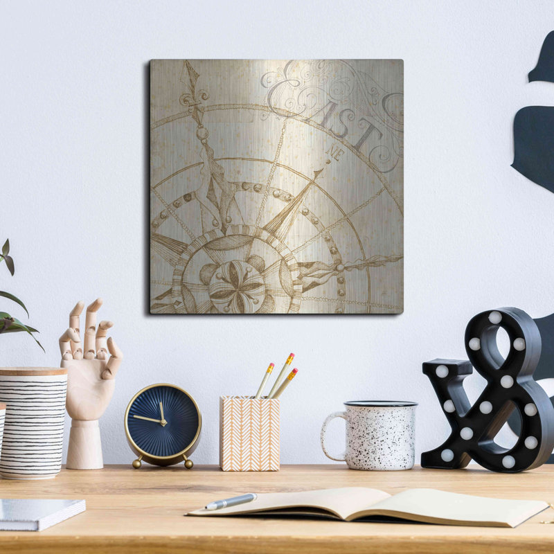 Art mural luxueux «Coast to Coast Sepia III» par Daphne Brissonet, art mural en métal, 12 po x 12 po, H 12 po x l 12 po