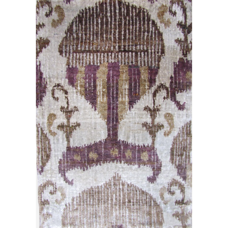 Rumi Hand-Knotted Silk Antique Grape Area Rug, Rectangle 6'10" x 9'6"