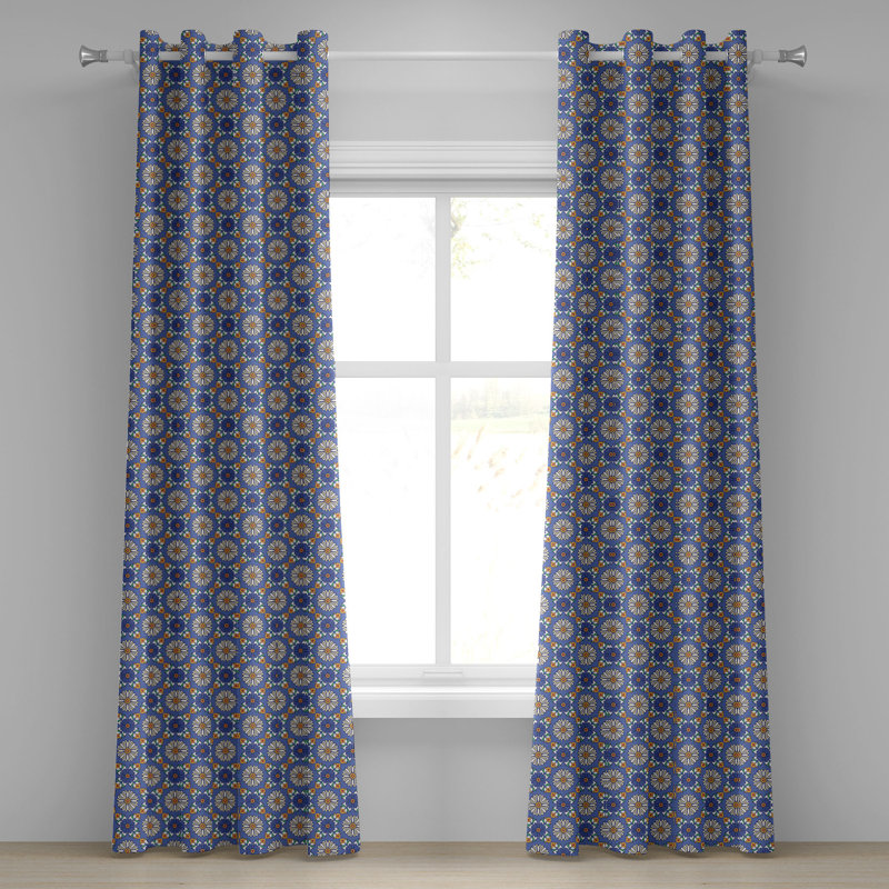 Rideaux décoratifs géométriques à 2 panneaux avec œillets, violet, bleu, orange, vert, L 50 po x L 108 po