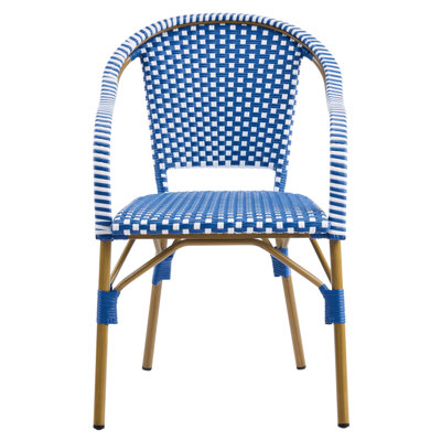 Chaises de bistro d'extérieur, chaises de patio avec cadre en aluminium, fauteuils en rotin PP résistant aux intempéries pour porche, jardin, cour, café, ensemble de 2
