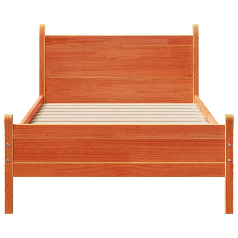 Solid Wood Bed, European Single (90 x 200cm), Wax Brown