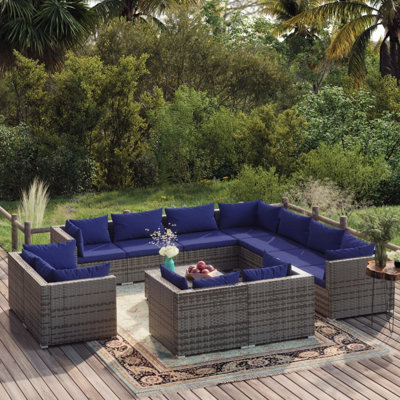 Jerrica 12 Piece Garden lounge set with poly rattan cushions
