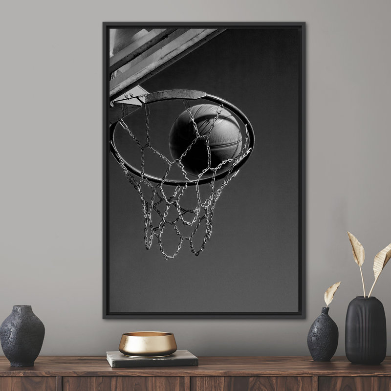 Motif de basket-ball de basketball pour homme, H 94 po x l 41 po, Cadre flottant noir