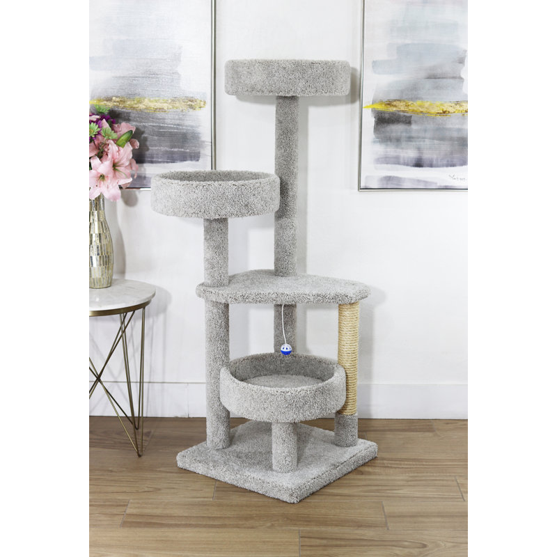 Arbre à chat en bois massif 54 po New Cat Condos, Brown Speckled