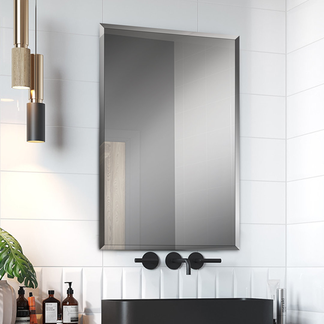 15'' W 24'' H Recessed Frameless Medicine Cabinet Mirror 2 Adjustable Latitude Run®